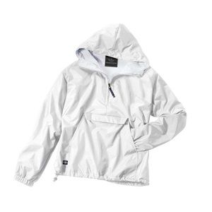 Unisex white pullover rain jacket